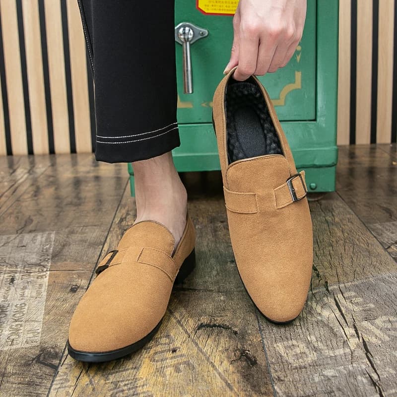 Mocassini da uomo in finta pelle scamosciata tinta unita, comodi, classici, casual, eleganti, taglia 38-47
