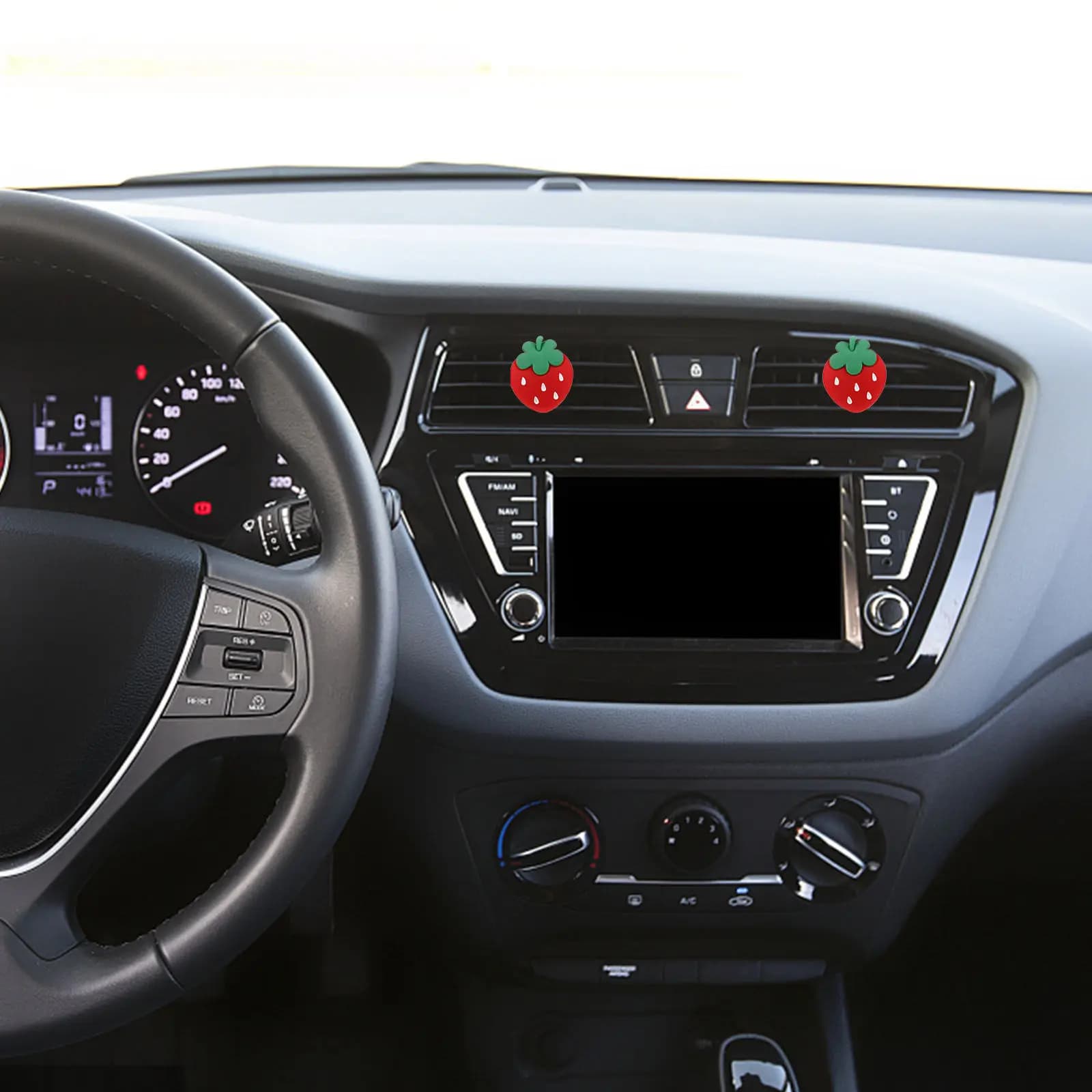 2 Pezzi Diffusore di Aromi per Auto a Forma di Fragola, Clip per Bocchetta di Ventilazione, Decorazione Interna Auto, Accessorio per Presa d'Aria