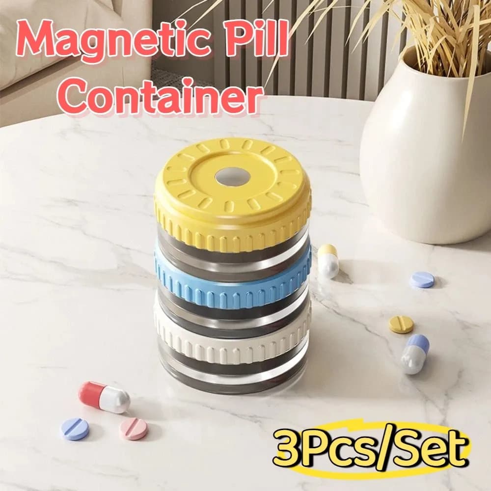 3Pcs/Set Creative Medicine Storage Box Sealed Detachable Magnetic Pill Container Dust-proof Multifunctional Vitamin Storage Case