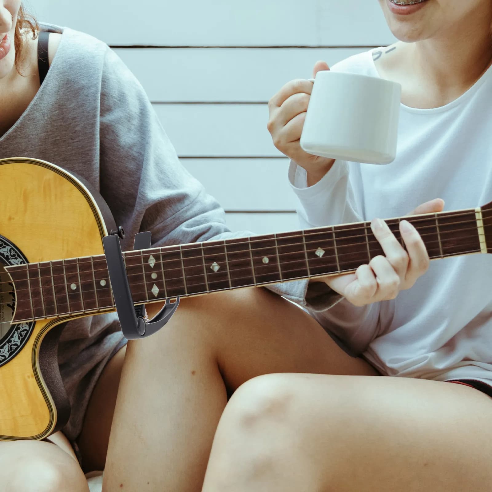 1 Pezzo Capotasto in Metallo per Chitarra, Lega di Zinco, Accordatore di Precisione per Chitarra Acustica, Elettrica, Ukulele, Strumenti Folk, Nero