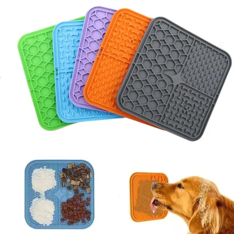Tappetino in silicone per cani, per l'alimentazione lenta, piatto per divertimento durante il bagno, tappetino in silicone con ventose per addestramento e alimentazione del cane, accessori per l'alimentazione del cane