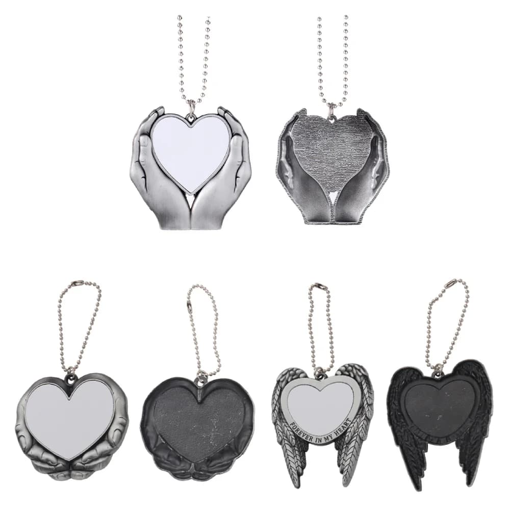 Sublimation Blank Keychain Ornament Angel Wing&Love In Hand Pendant Festival Party Ornaments For Thermal Tranfer Print