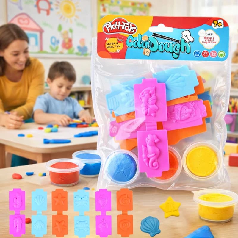 Kids Sea Animal Clay Molds Set Non-toxic Safe Color Clay Moulds DIY Modeling Kit Early Art Learning Educational Play Dough Toy