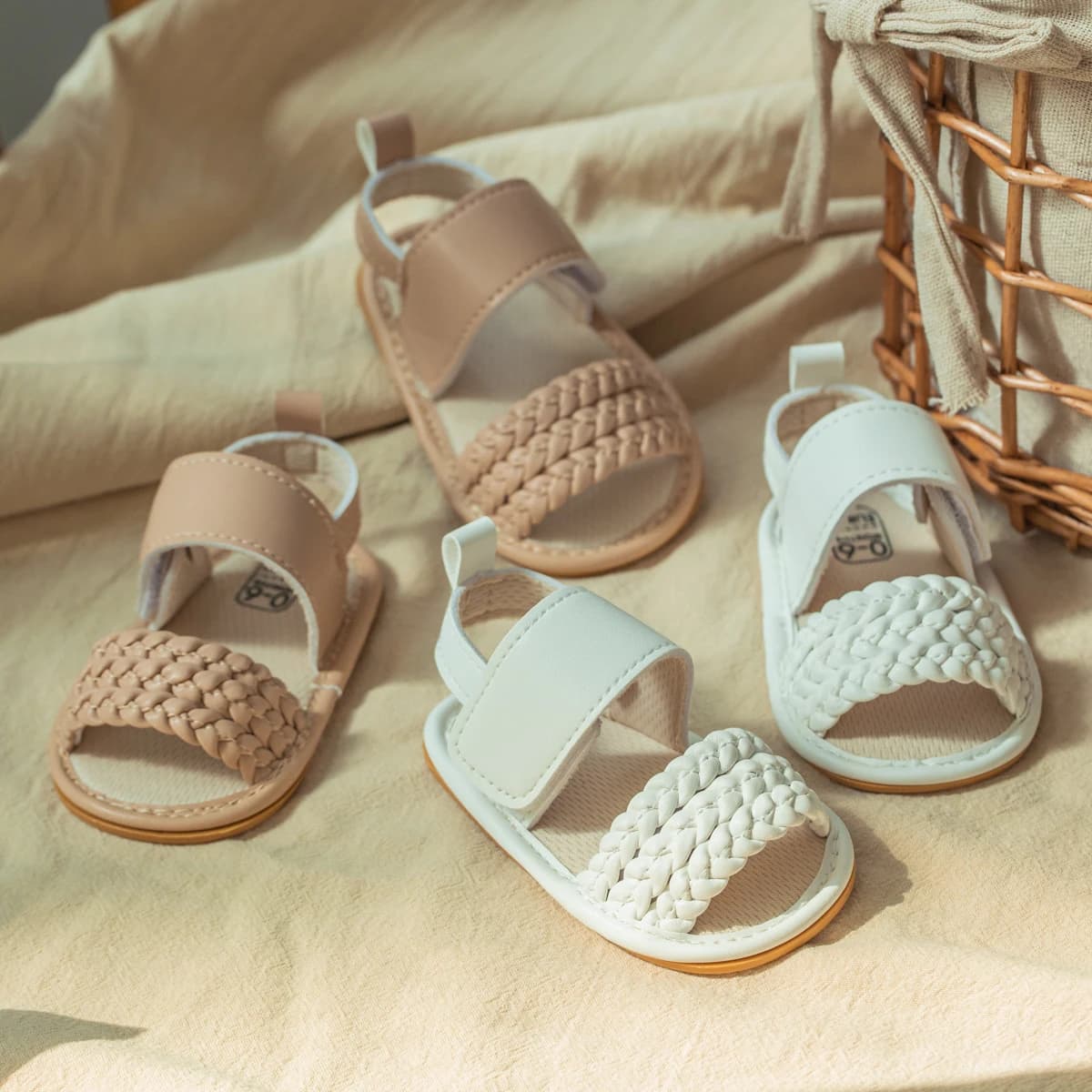 Summer Classic Baby Sandals Solid Colour Anti-slip Rubber Sole Baby Girl Soft Casual Shoes Newborn Toddler Bed Shoes 0-18M