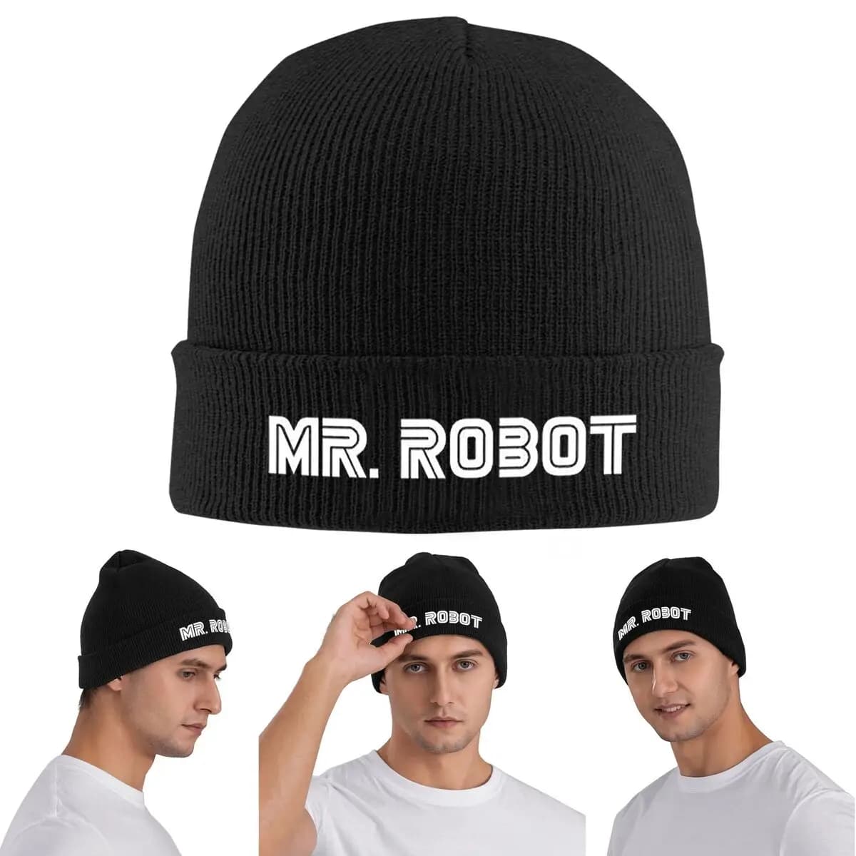 Mr Robot Text Warm Knitted Cap Winter Knit Bonnet Hat Skullies Beanies Hip Hop Caps for Unisex