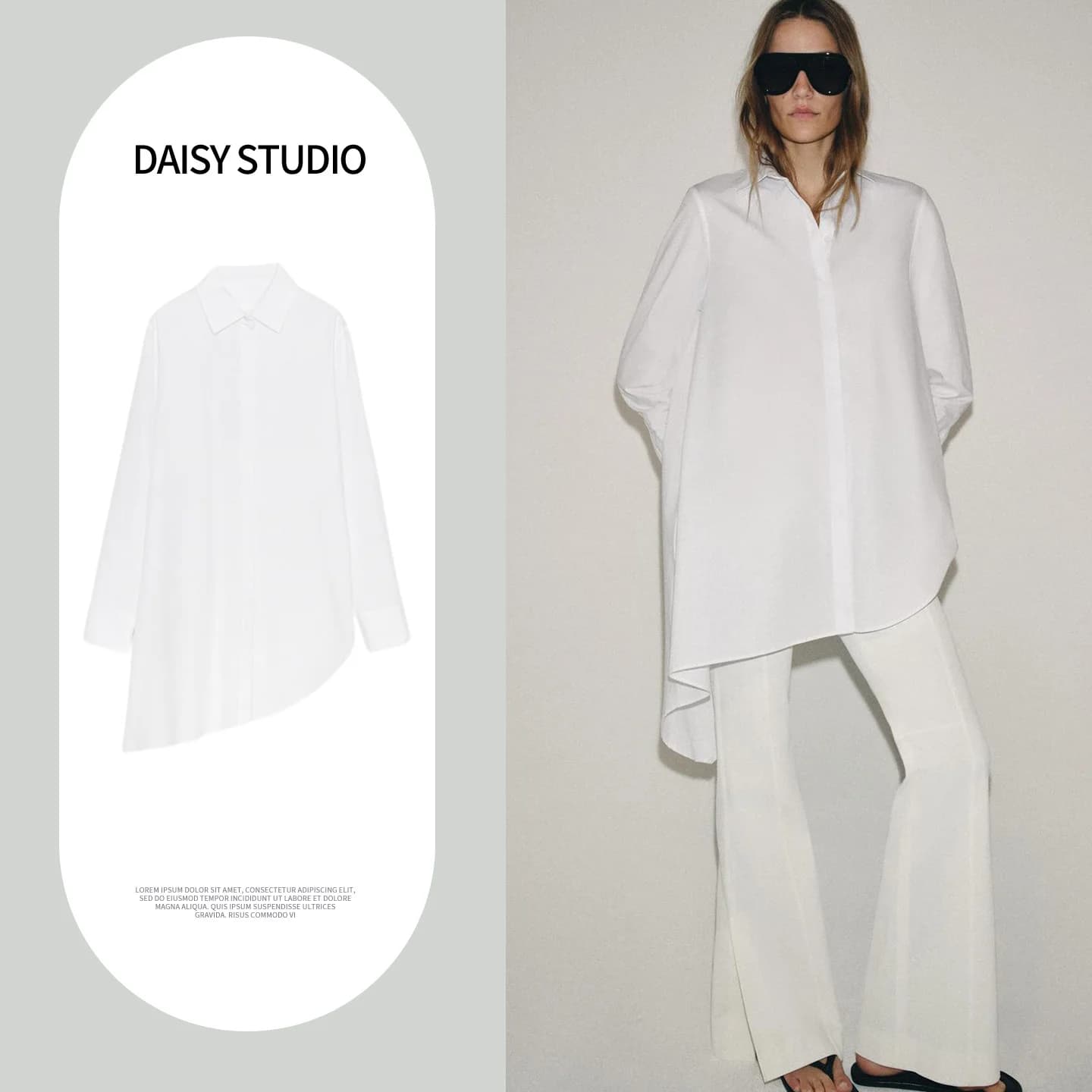 Spring New Arrival Women's Commute Style Loose Fit Shirt Asymmetric Hem Single Row Button Long Sleeve Turn-down Collar Blouse