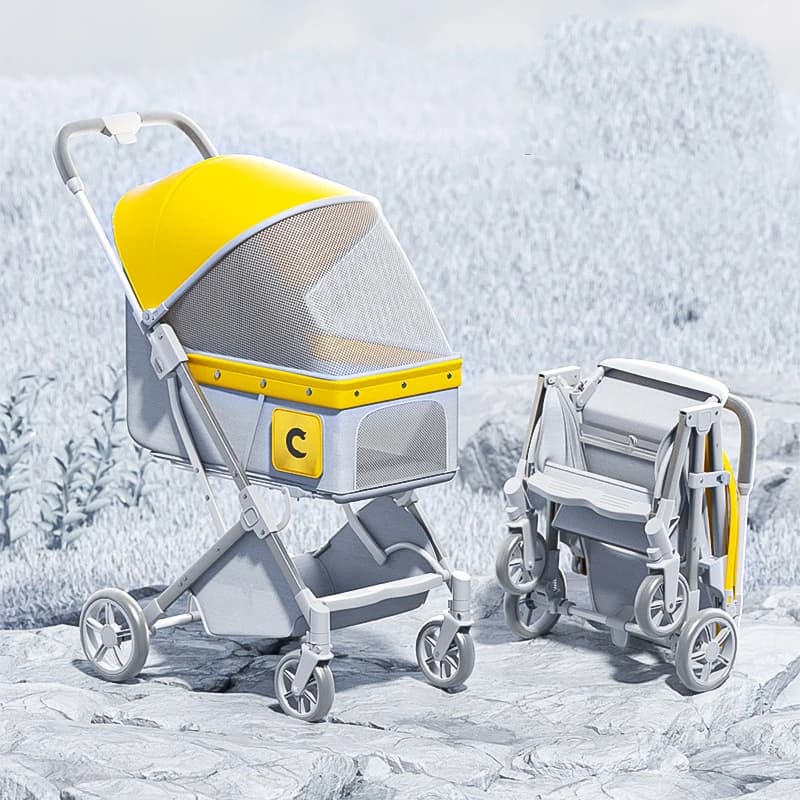 Passeggino all'ingrosso del produttore, viaggio pieghevole e traspirante, passeggino portatile per animali domestici, design leggero e durevole