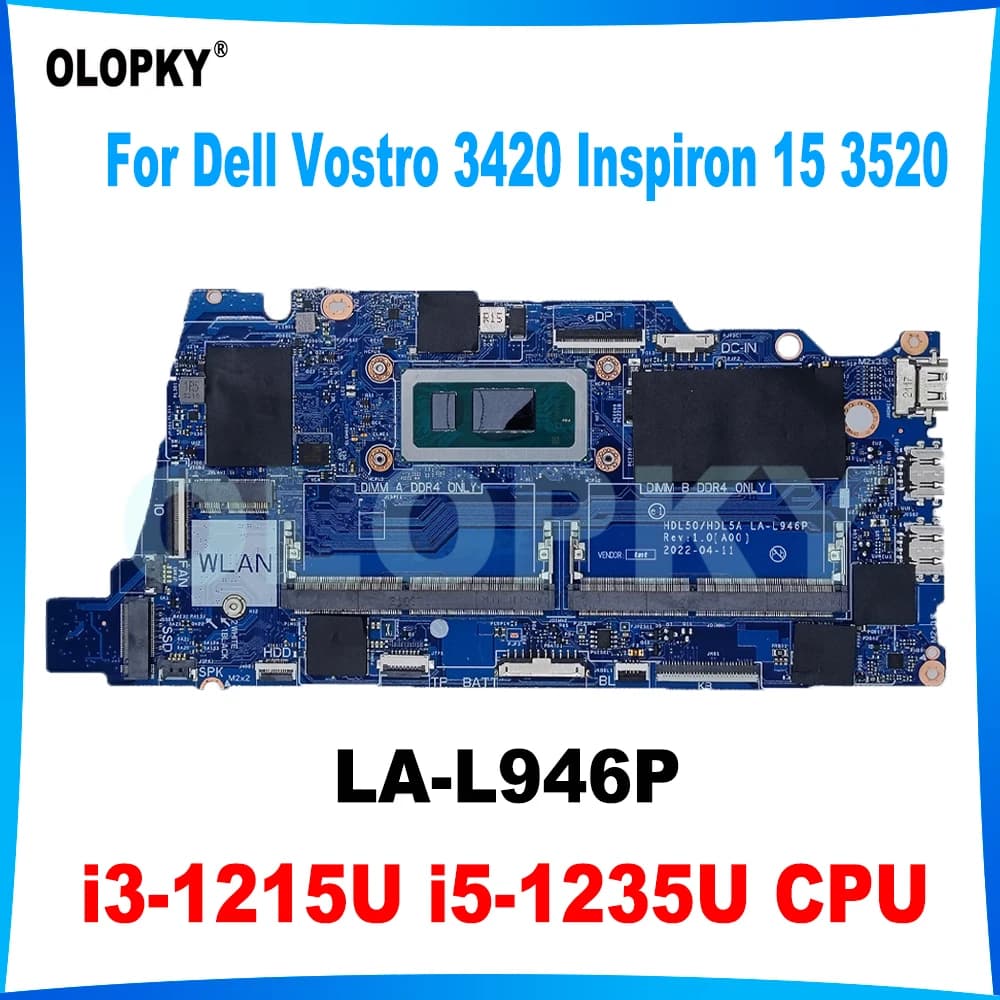 Scheda madre LA-L946P con CPU i3-1215U i5-1235U per Dell Vostro 3420 Inspiron 15 3520 scheda madre del computer portatile DDR4 test al 100%