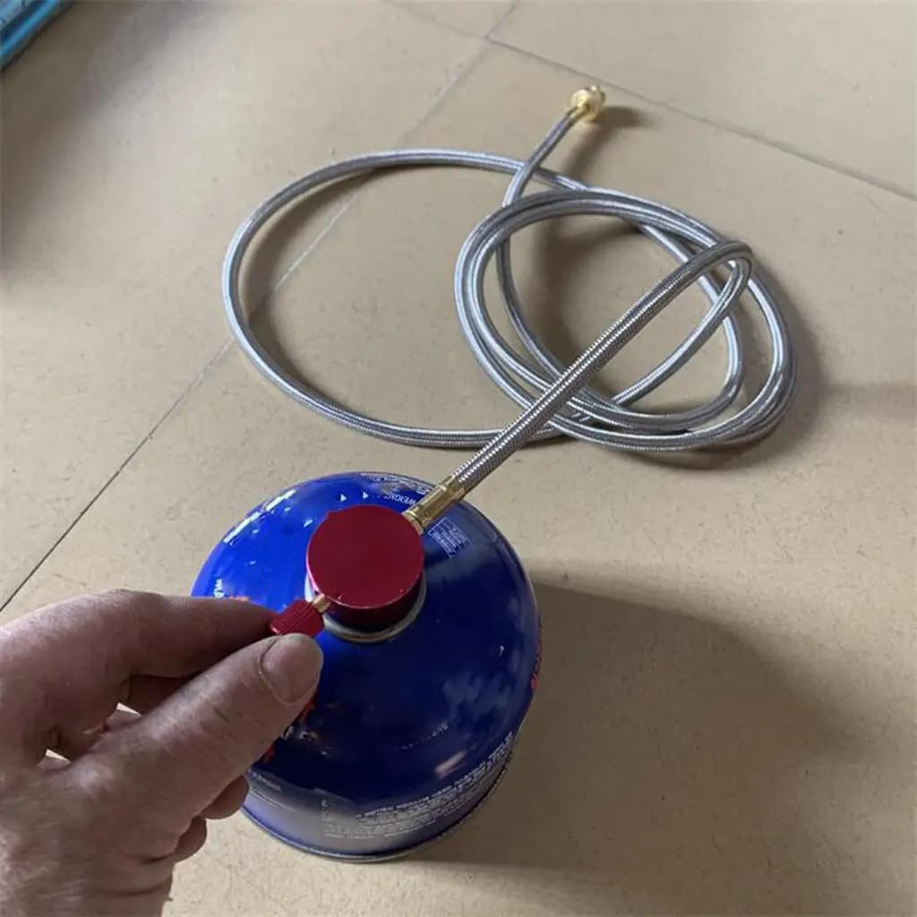 Bruciatore adattatore tubo flessibile adattatore gas da 78 pollici per fornello da campeggio Adattatore serbatoio gas doppio cilindro piatto per bruciatore da pesca all'aperto