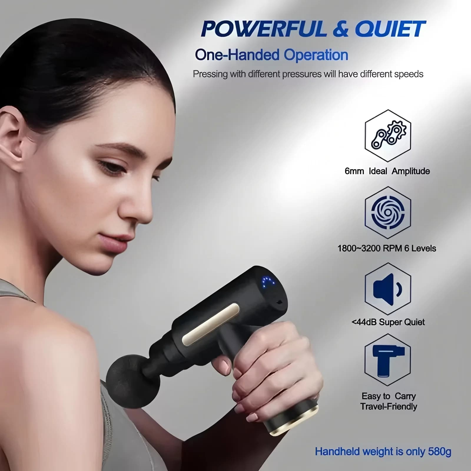 Pistola Massaggiante Muscolare Portatile 2026 per Massaggio Corpo, con Schermo Touch LED, Regolazione Velocità, Ricaricabile