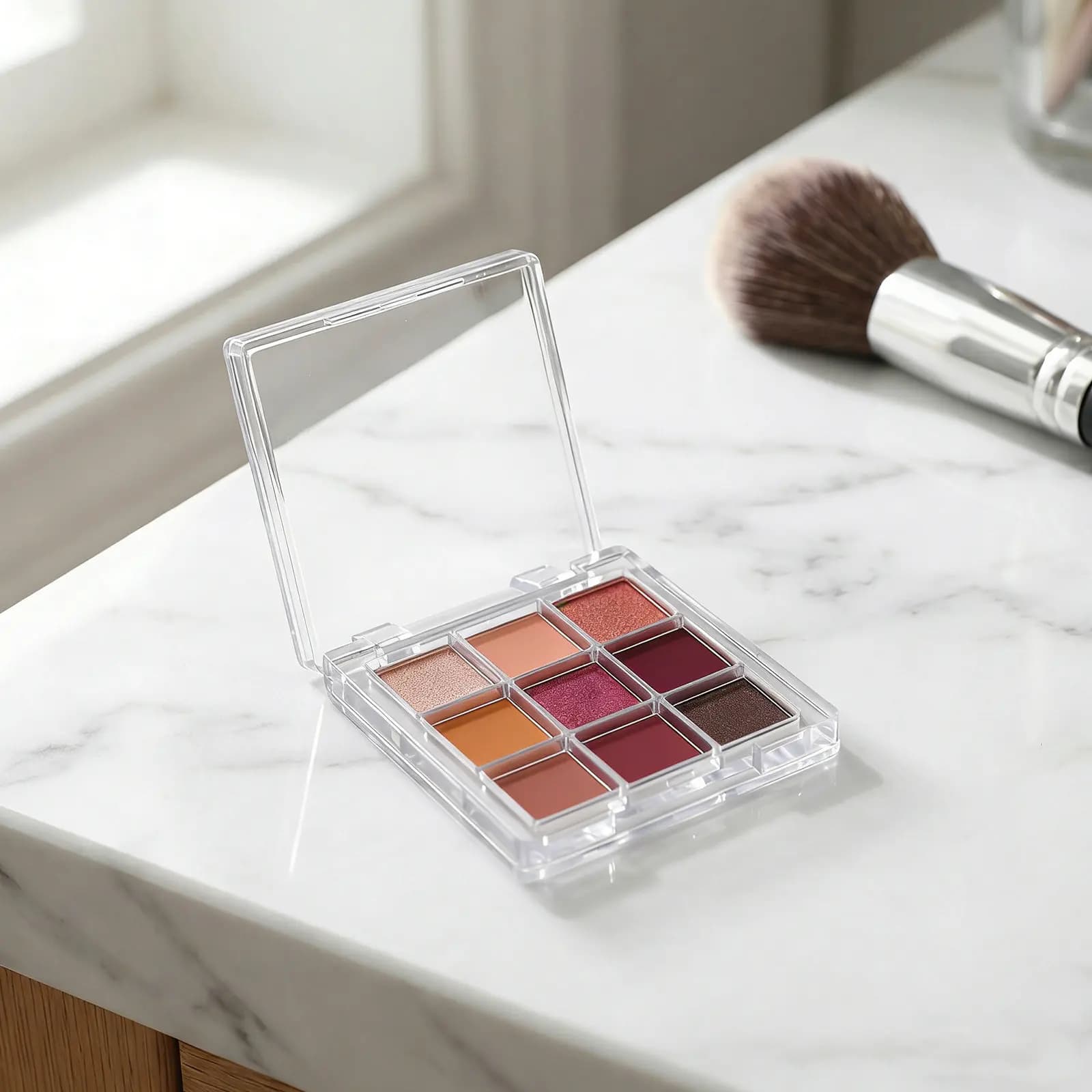2 Pezzi Contenitore Vuoto Ricaricabile per Ombretto, Elegante Scatola in Plastica per Trucco da Viaggio, Porta Ombretto Fai-da-te, Fard e Illuminante