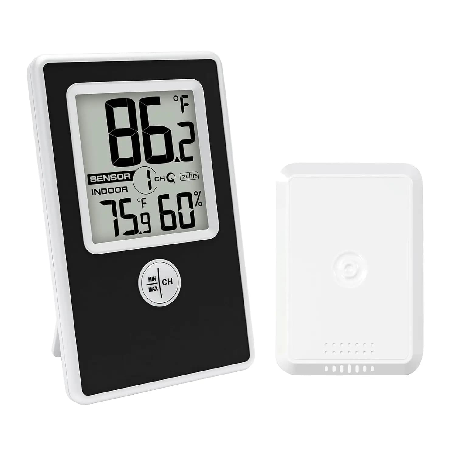Wireless thermometer Internal hygrometer Exterior Double channels Capacity 100 m 8 sensors Support Min/Max Automatic reset LCD display