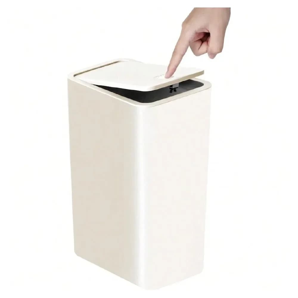 Cestino per rifiuti con coperchio, contenitore per spazzatura sottile da 10 litri (2,6 galloni), piccolo cestino per rifiuti con coperchio a scatto per cucina, camera da letto, soggiorno
