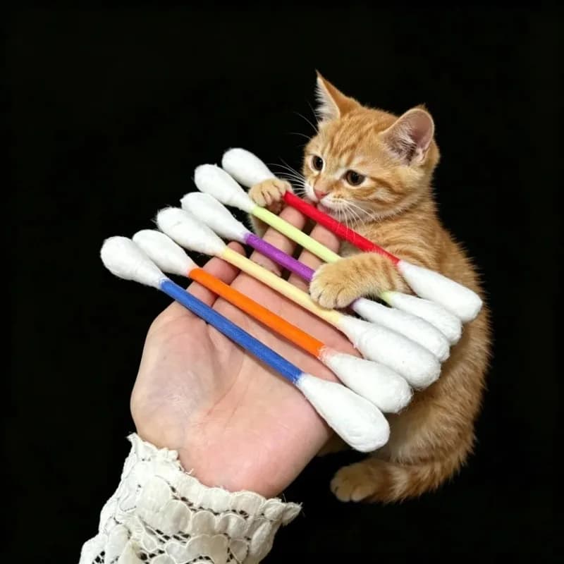 6 PCS Giant Cotton Swab Shaped Catnip Toy Durable Cat Teeth Grinding Chew Stick