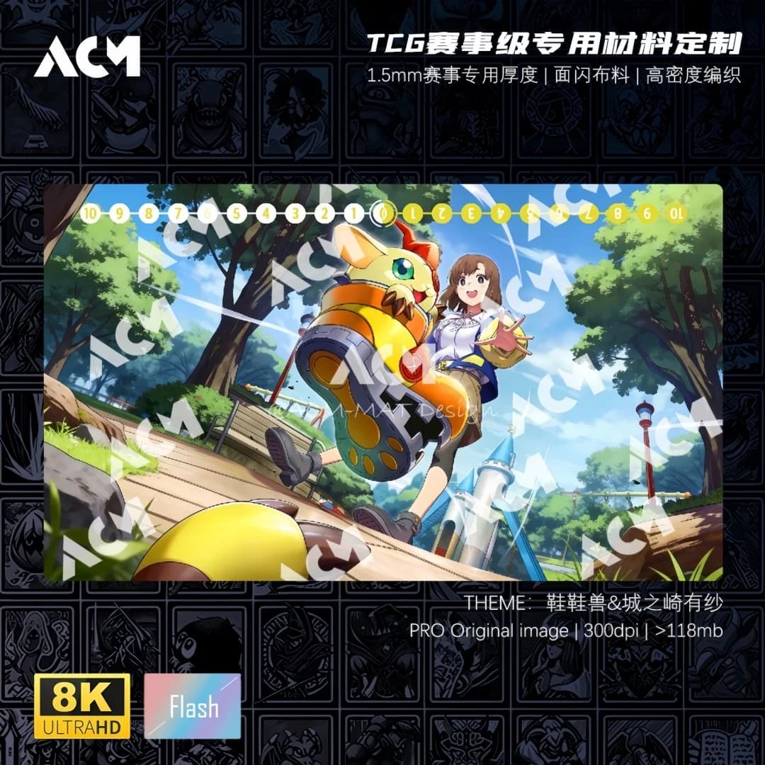 Tappetino da gioco DTCG Digimon Serie Shoemon 600x350mm, 1.5mm senza bordi, Arisa Kinosaki, tappetino singolo in gomma per carte collezionabili, gioco da tavolo, giocattolo