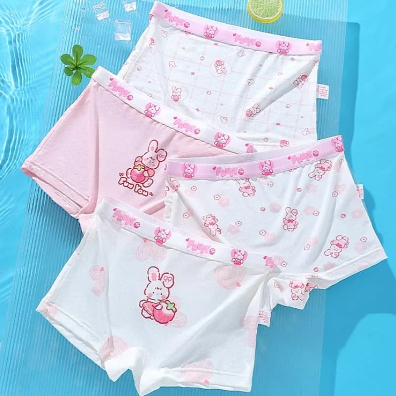 4PCS Kids Summer Mesh Breathable Panties Girls Soft Comfort Antibacterial Knickers Cute Print Underwear 3+y Young Child Clothing