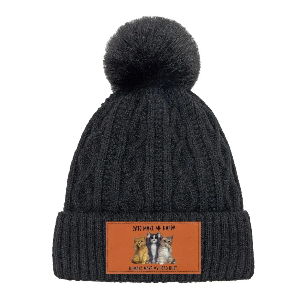 I gatti mi rendono felice Gli esseri umani fanno male alla testa Arte Moda Pompon Berretti Cappello per donna Autunno Inverno Berretto caldo addensato