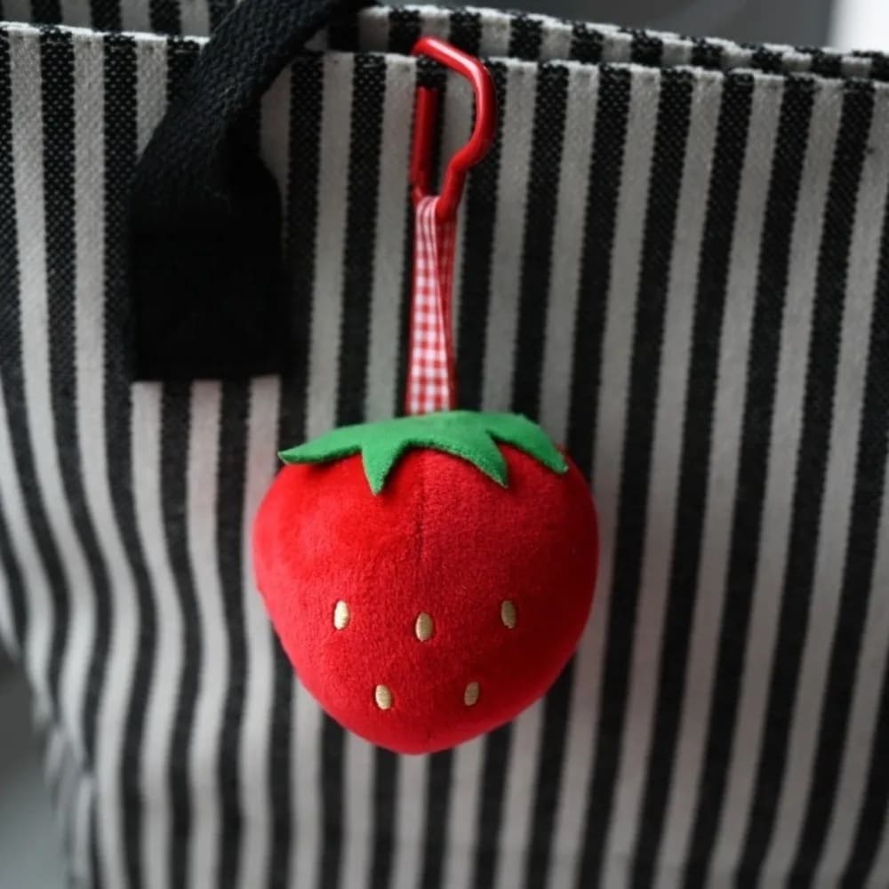 Portachiavi Creativo a Forma di Frutta: Ciliegia, Melograno, Uva, Arancia, Ciliegia di Vigneto - Ciondolo per Borsa, Cordino Cartoon, Portachiavi in Peluche per Donna
