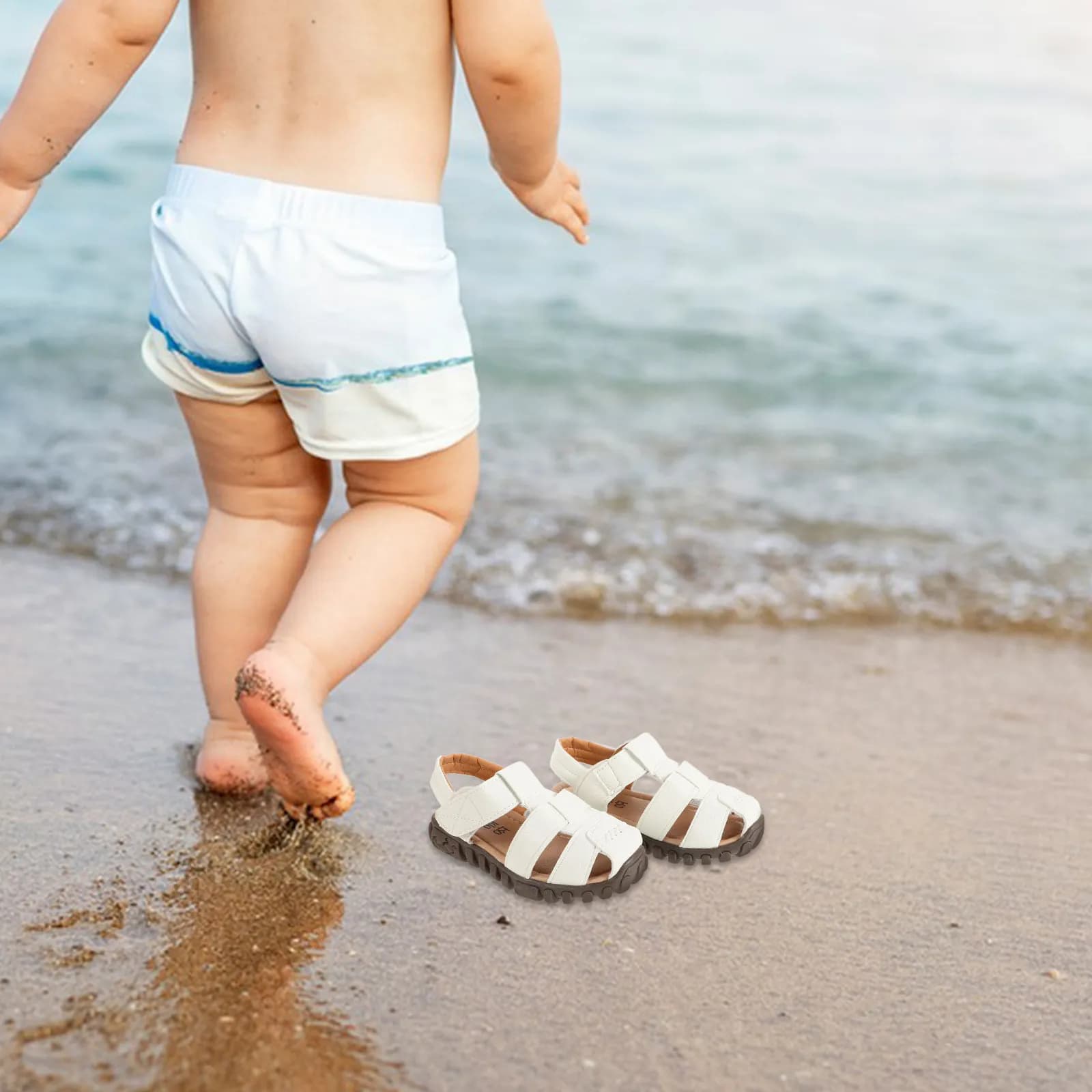 1 paio di sandali per bambini con suola morbida, comode scarpe da passeggio all'aperto, sandali estivi da spiaggia traspiranti per ragazzi, scarpe con punta chiusa