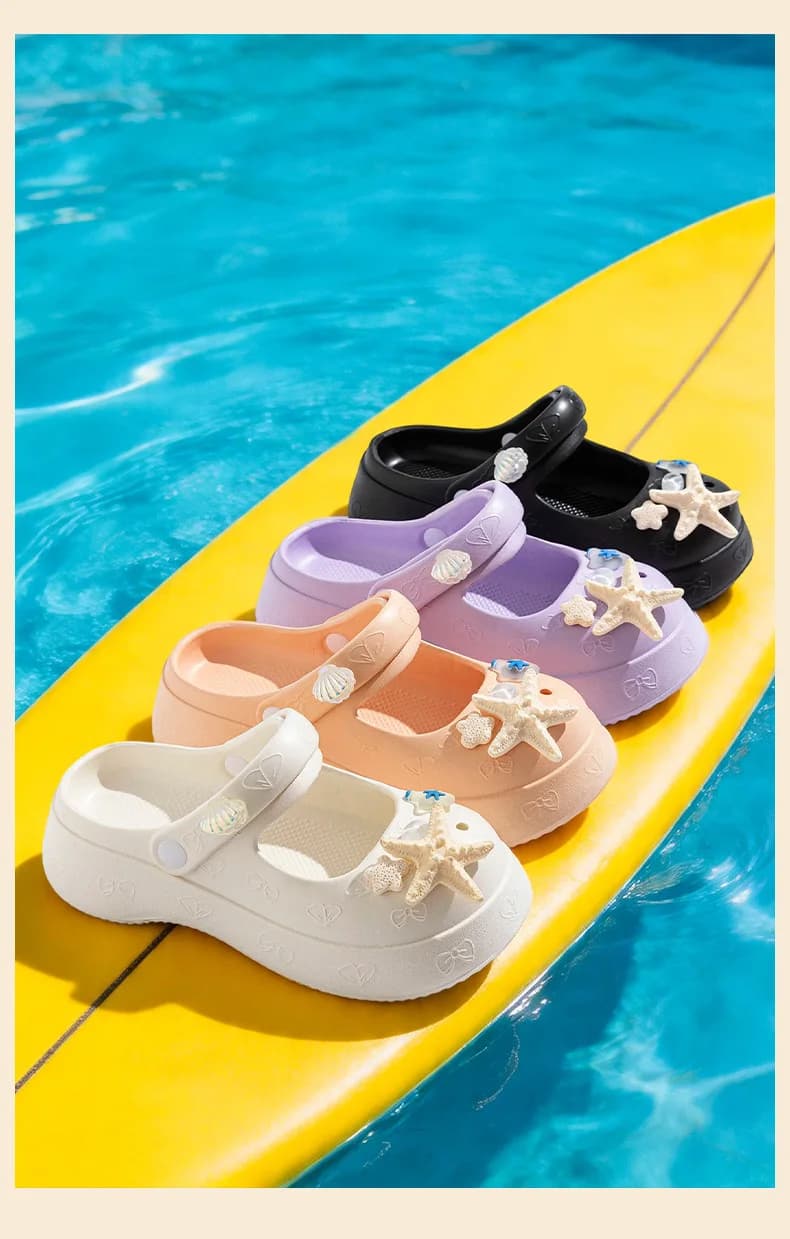 Scarpe da donna traforate, ciabatte da spiaggia, pantofole fresche da casa, scarpe da donna con punta chiusa e tacco a blocco