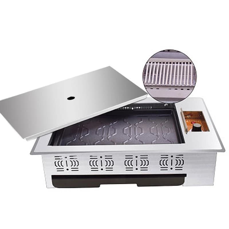 Commercial grill, stainless steel non-stick basin grid square electric grill