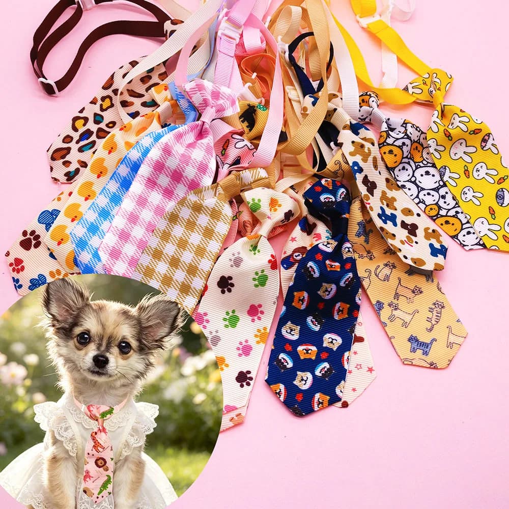 30/50PCS Adjustable Puppy Neck Ties Small Dogs Neckties Daily Party Pet Collars Pet Neck Grooming Accessories For Dogs and Cats