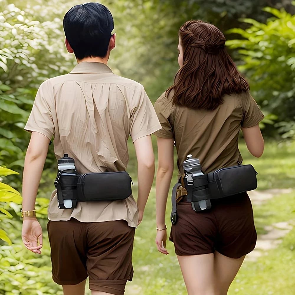 Fanny Pack with Water Bottle Holder Bag for Men Women Water Running Belt Headphone Bag Travel for Outdoor Camping Fitness Hiking