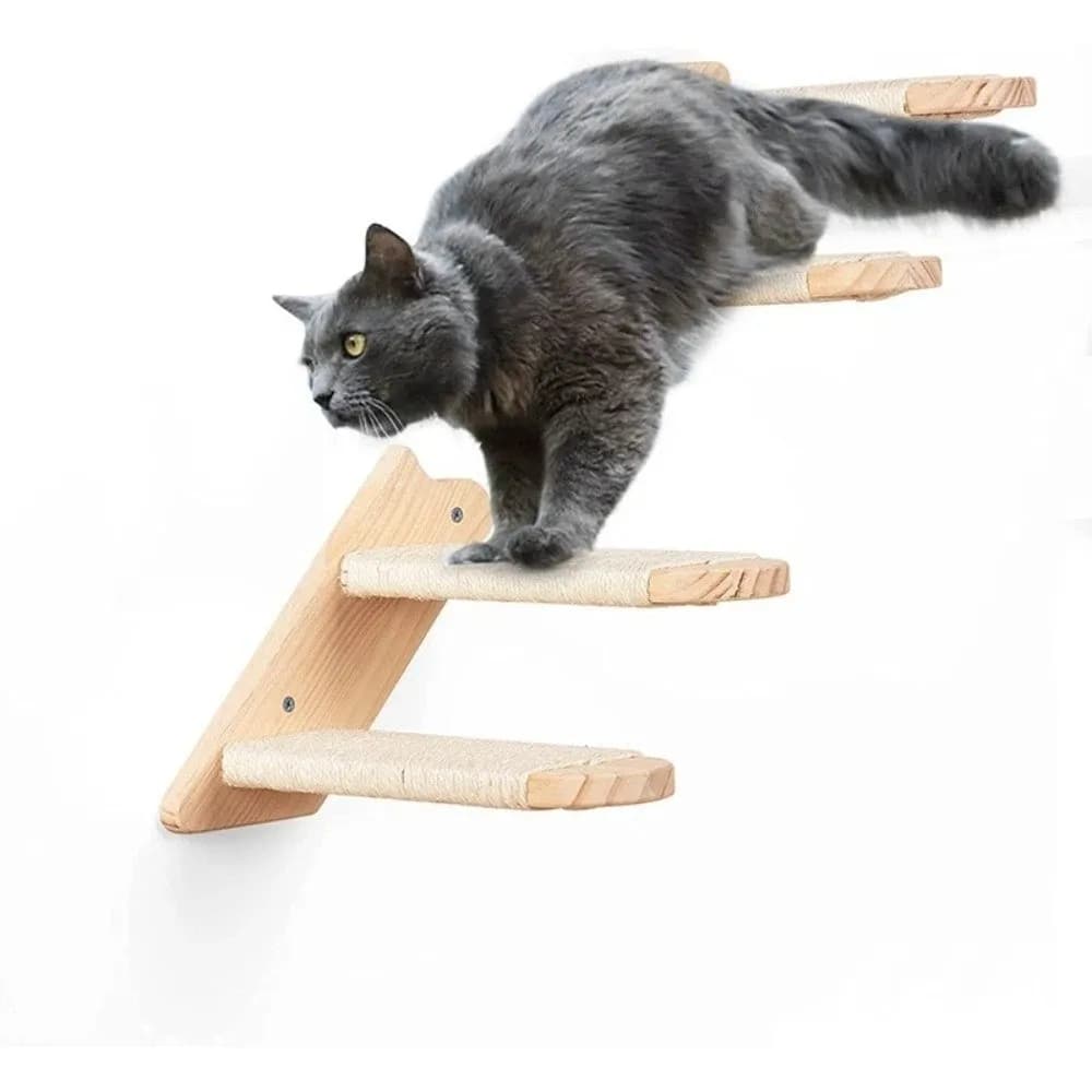 Wood Shelf for Cats Space Saving with Sisal Bearing and Corda, Cat Scale Resistant to Usura, Jumping and Sleeping Platform