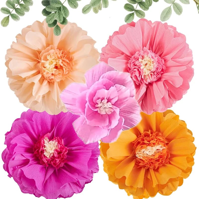 Set di 5 forniture per feste con fiori in tessuto rosa gigante, 20 pollici (circa 50,8 cm) Decorazione per feste di compleanno primaverili ed estive, primavera, uso di compleanno