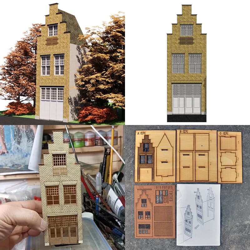 Modellino architettonico da assemblare, tavolo di sabbia, componenti per la costruzione, edifici rurali europei, diorama ferroviario, kit di modellini in scala 1/87