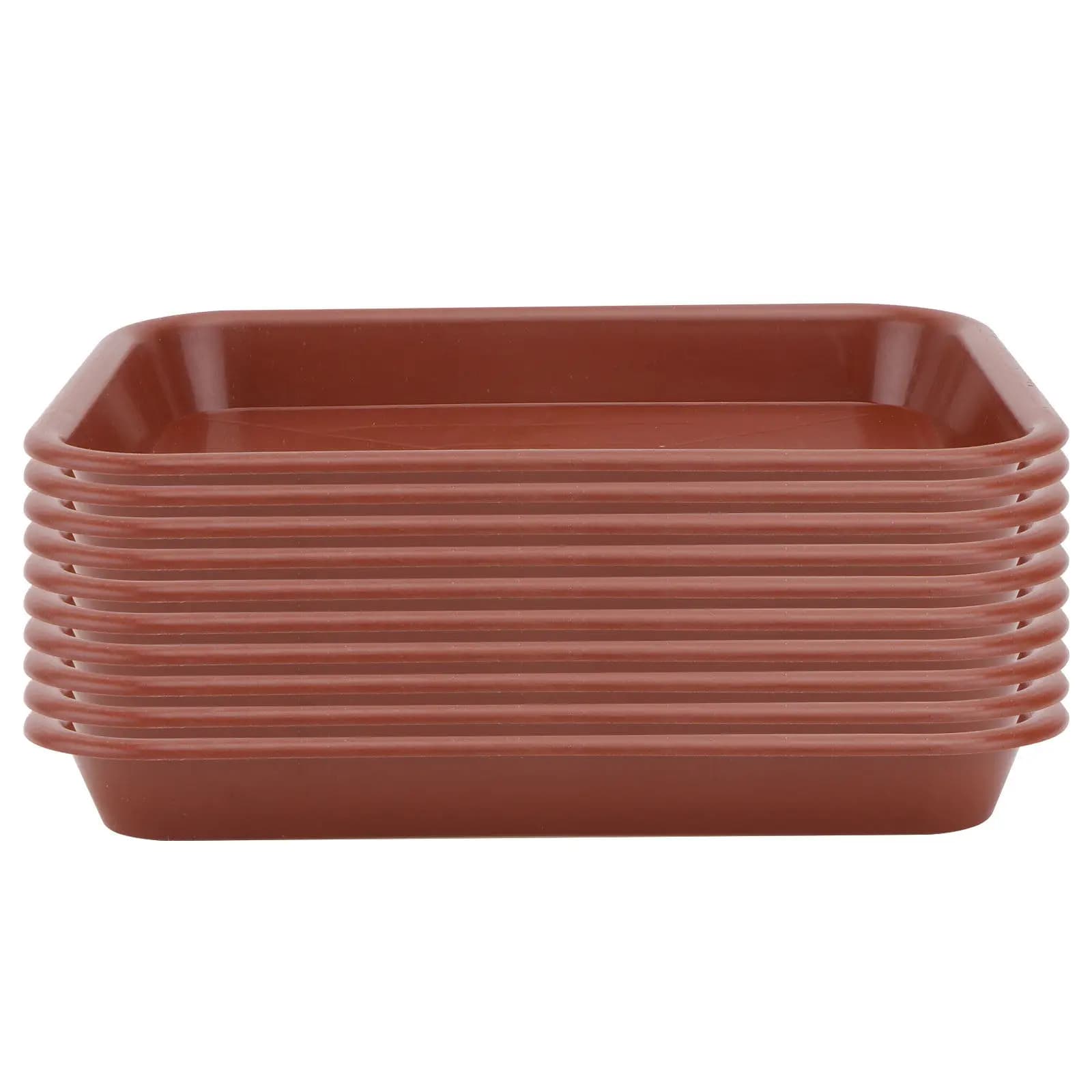 Set di 10 Sottovasi Rettangolari Premium in Plastica per Piante da Interno ed Esterno, Base Raccogli Acqua Antigoccia