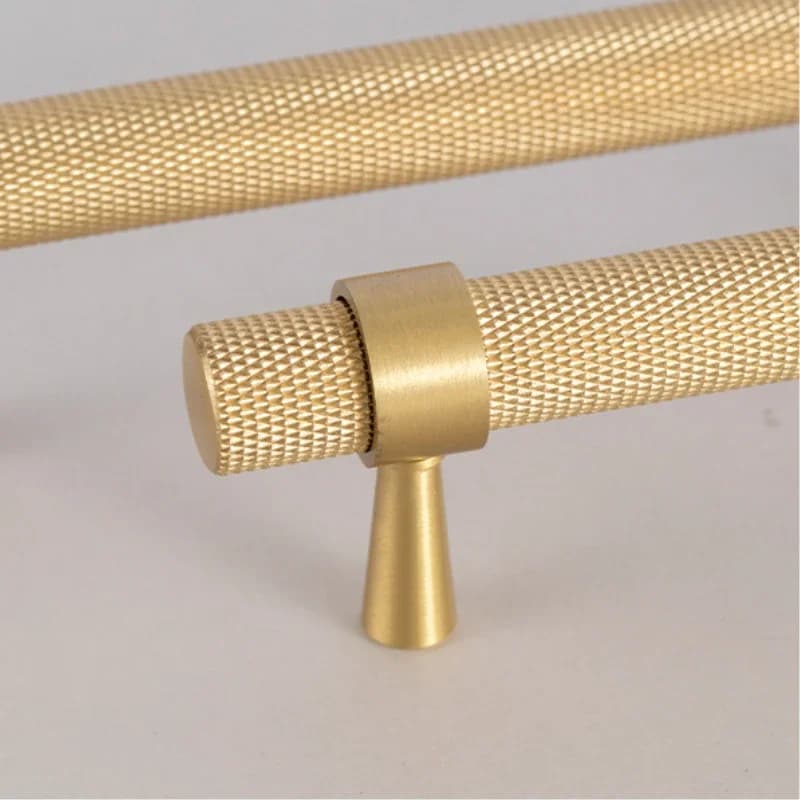 1 pz Ottone T Bar Oro Zigrinato/Texurato maniglie da cucina Maniglie per armadi Maniglie per cassetti Manopole zigrinate per camera da letto
