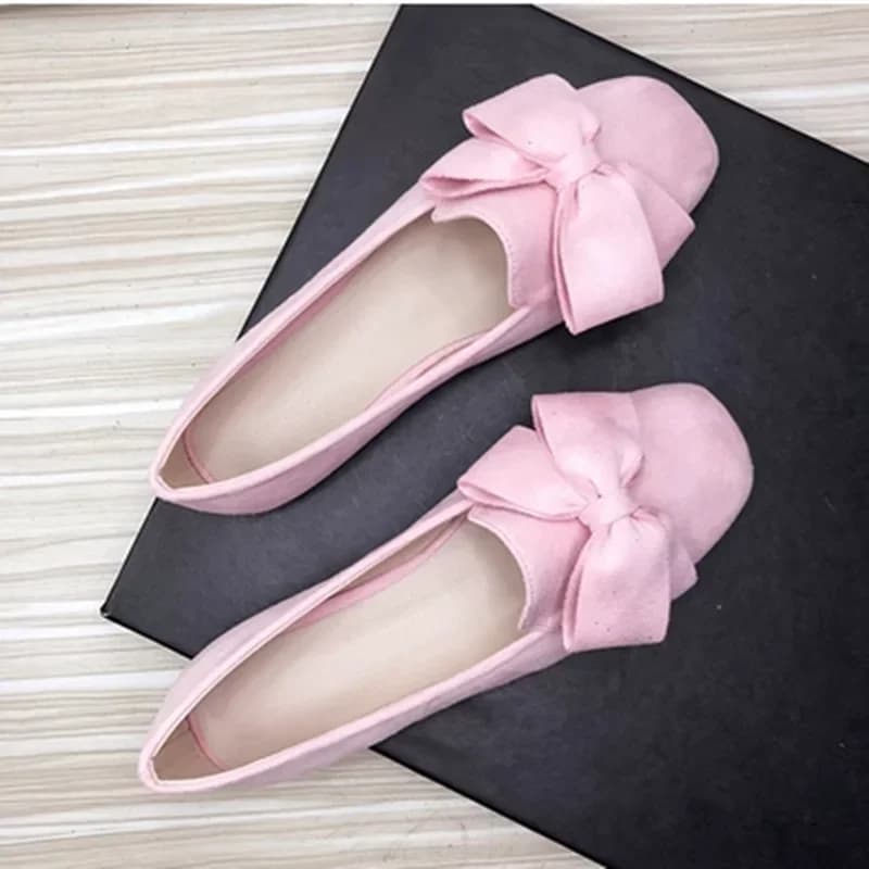 Scarpe da donna gialle viola punta quadrata slip-on per piedi teneri ballerine con bocca lunga con fiocco ampio adatto ai mocassini firmati EU32-48 da 28 cm