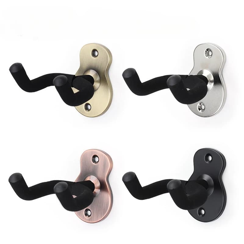 Supporto da Parete per Chitarra, Gancio per Ukulele Violino Flauto, Espositore per Strumenti, Nero Opaco