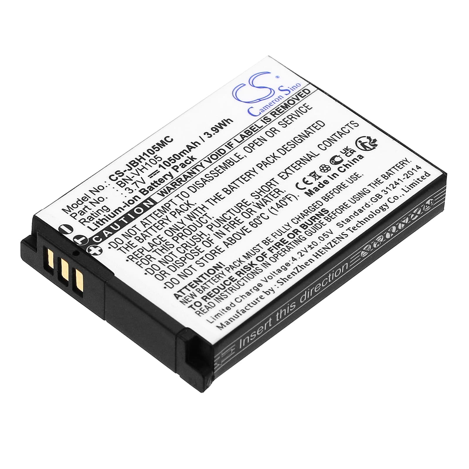 Batteria per fotocamera agli ioni di litio per JVC, 3,7 V 1050 mAh, modelli compatibili: GC-XA1, ADIXXION, ADIXXION Action, GC-XA1BUS, GC-XA2