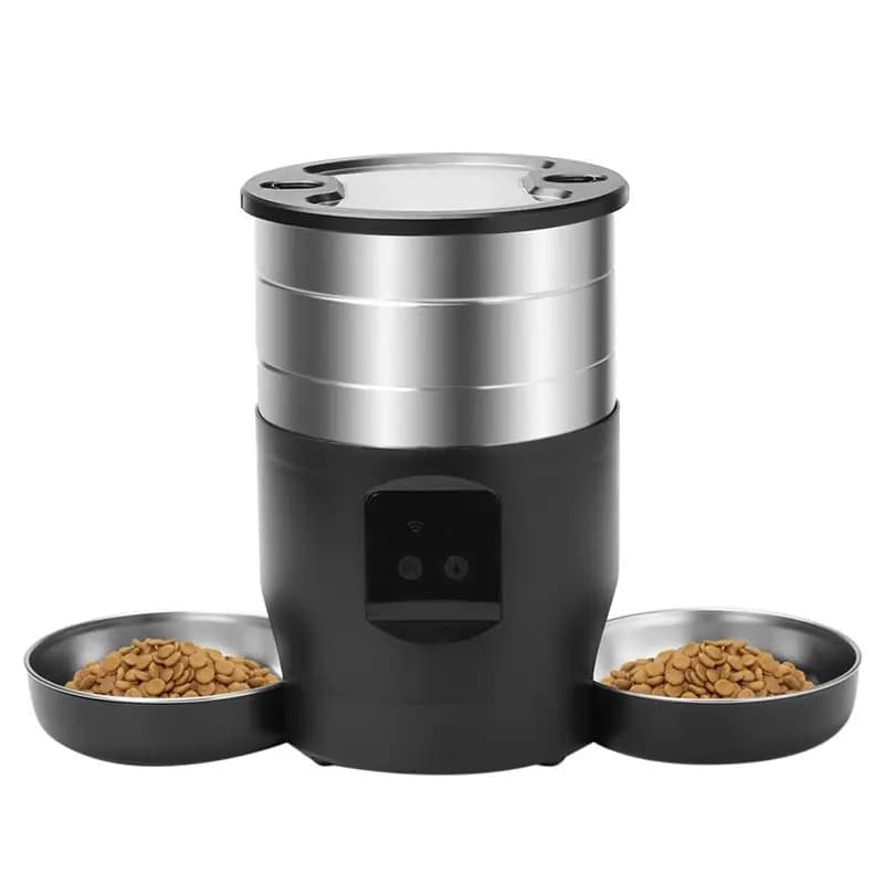 A27F-Pet Feeder 4.5L Button Wifi Automatic Cat Feeder Includes Two Stainless Steel Bowls For Cats And Dogs Food Dispenser US Plu