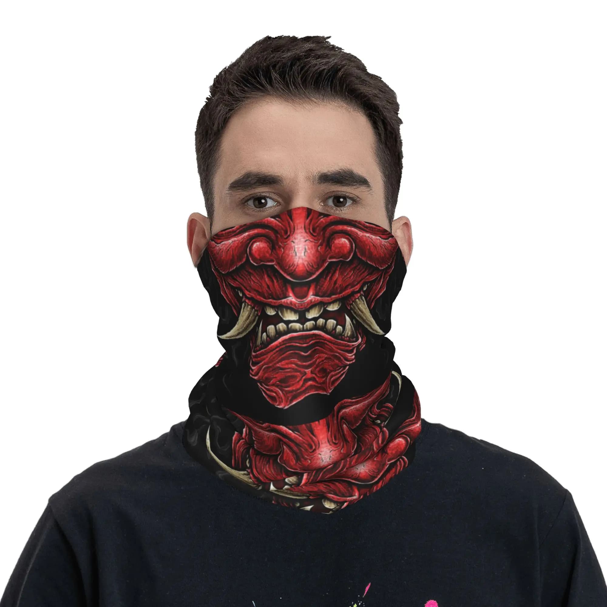 Winya No 146 Bandana Scaldacollo Hannya Kabuki, Maschera Samurai della Mitologia Giapponese, Sciarpa Multiuso, Maschera Viso per Escursionismo, Antivento per Adulti