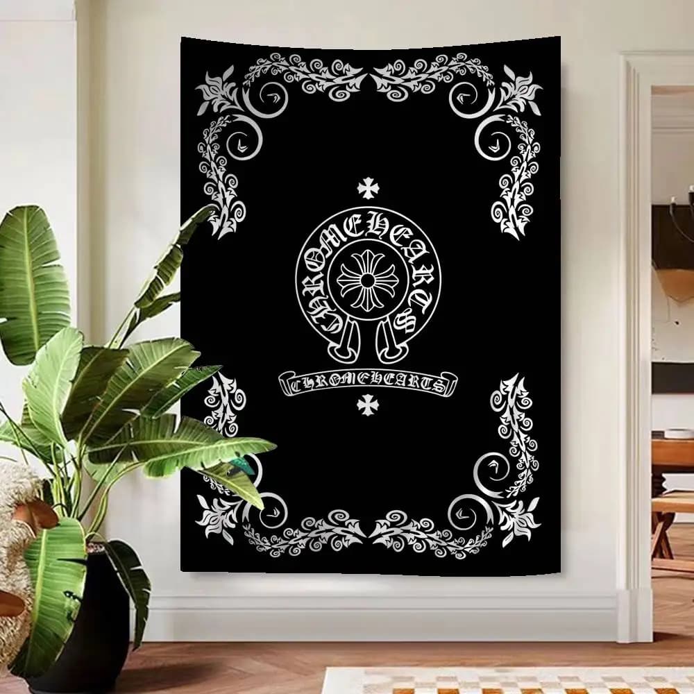 Luxury Brand C-Chrome H-Hearts Logo DIY Wall Tapestry for Living Room Home Dorm Decor Wall Art Decor