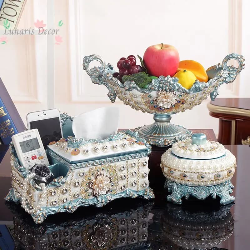 Set Living room coffee table storage European ornaments Luxury multi-layer household dried fruit plate Home decoration