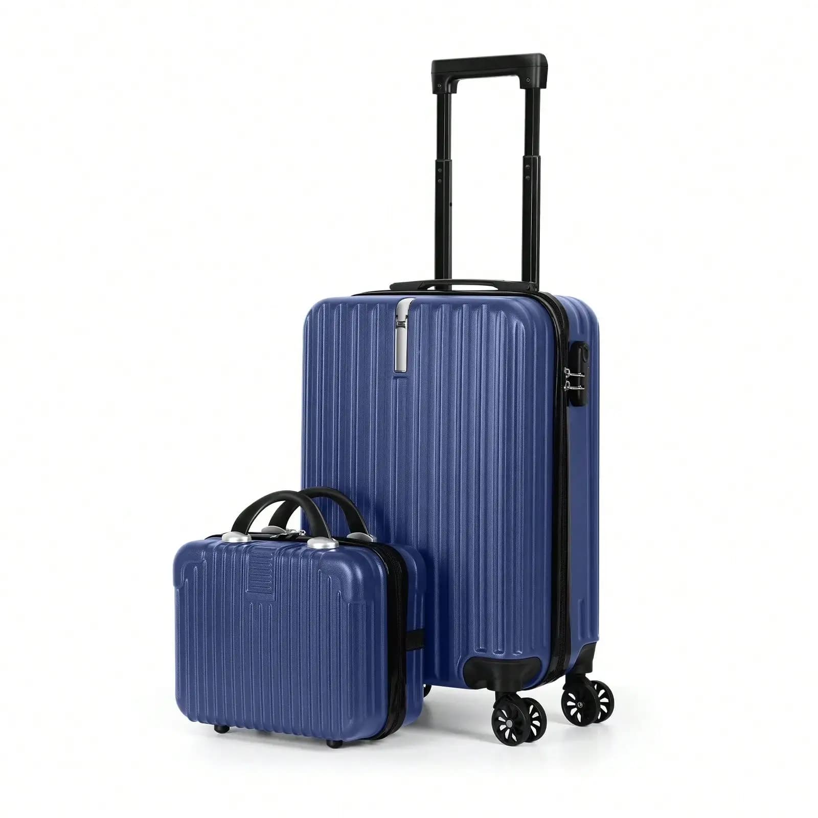 2-Piece Lightweight Carry-On Spinner Luggage Set,Blue