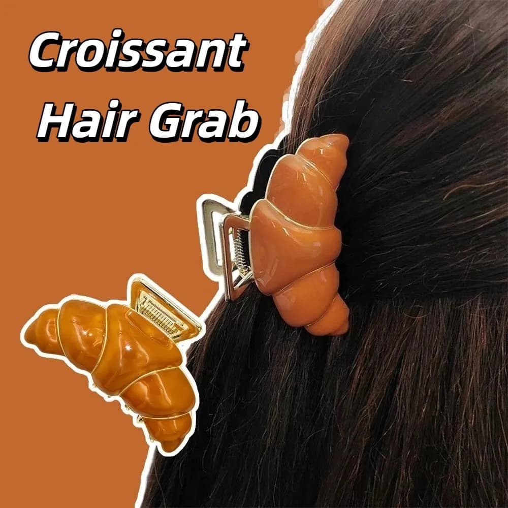 Personalized Hair Clip Croissant Hair Grab Hairpin Shark Clip Cute Bread Hair Claw Headwear Geometry Metal Shark Clip Travel