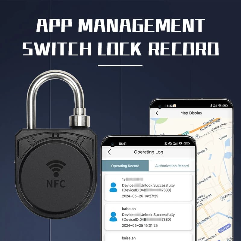 NFC smart padlock, anti-theft lock without battery, can be authorized to unlock app unlocking