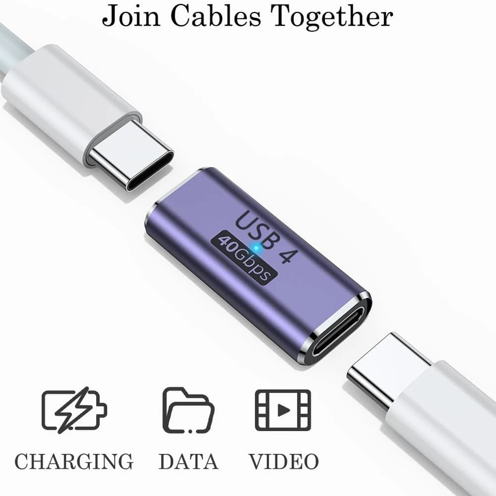 1/2 pcs 240 W USB C USB Coupler Type C Female Extender Adapter for Thunderbolt 4/3 Support up to 240 W Charging 40 Gbps
