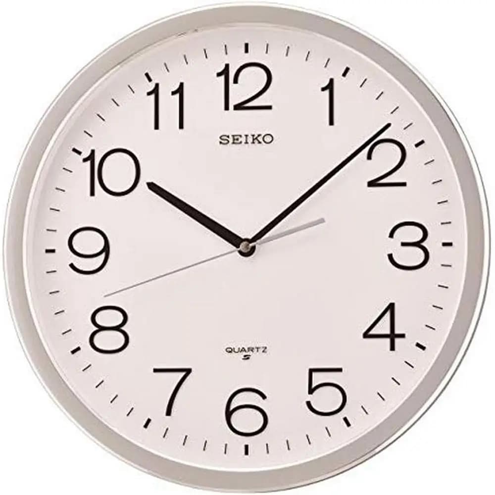 QXA014SLH Classic wall clock Oice without ticking, silver, 14 inch