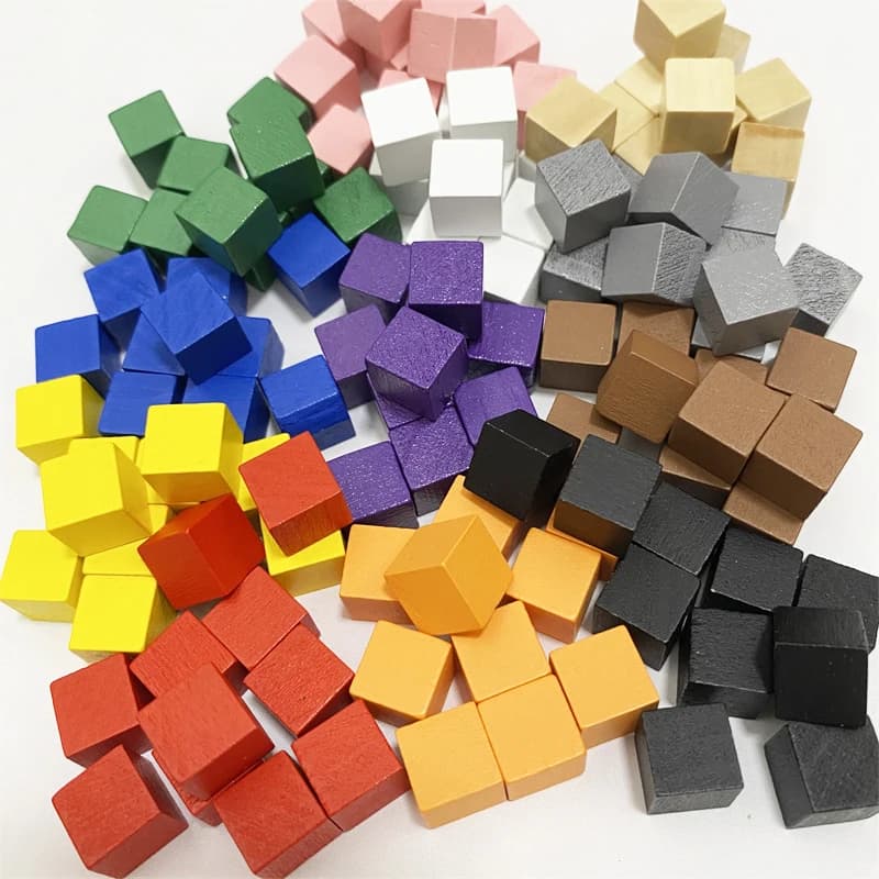 100 Pz/lotto 10mm Cubi di Legno Dadi Colorati Pezzi degli Scacchi Ad Angolo Retto Per Token Puzzle Giochi Da Tavolo Prima Educazione