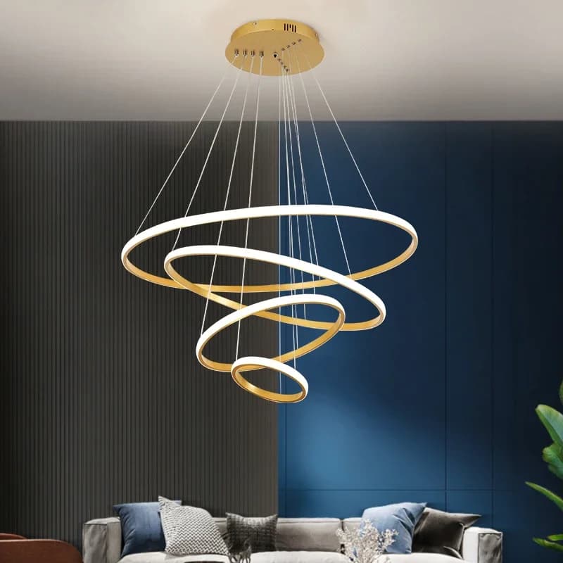 Lampadario moderno in resina ad anello di lusso per tavoli da pranzo ad isola cucina Lampada a sospensione per soggiorno Illuminazione per interni Apparecchio a sospensione