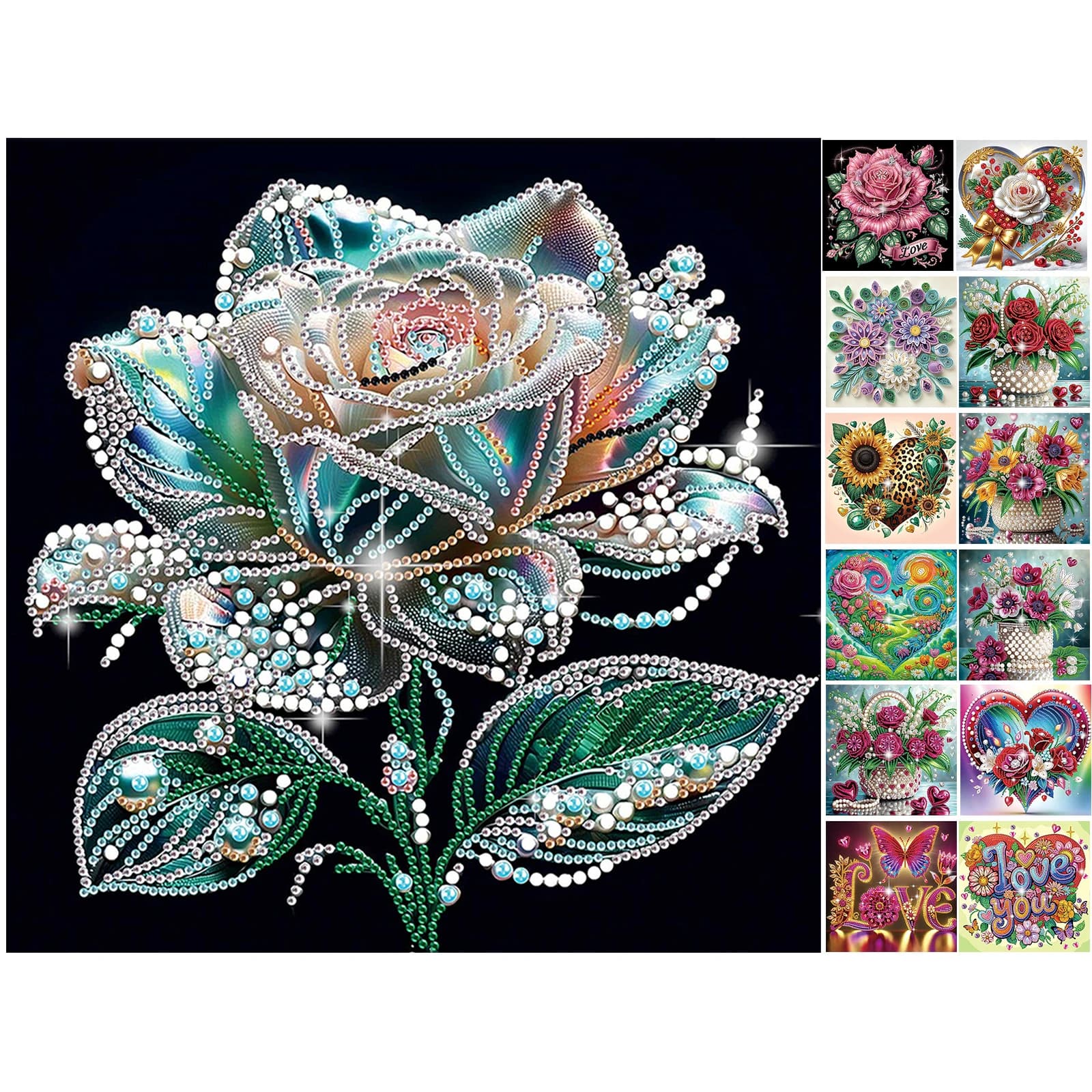 Flowers Special Shaped 5D DIY Partial Drill Diamond Art Kit for Adults Home Wall Decor Diamond Dots Paintings 11.81 X11.81inch