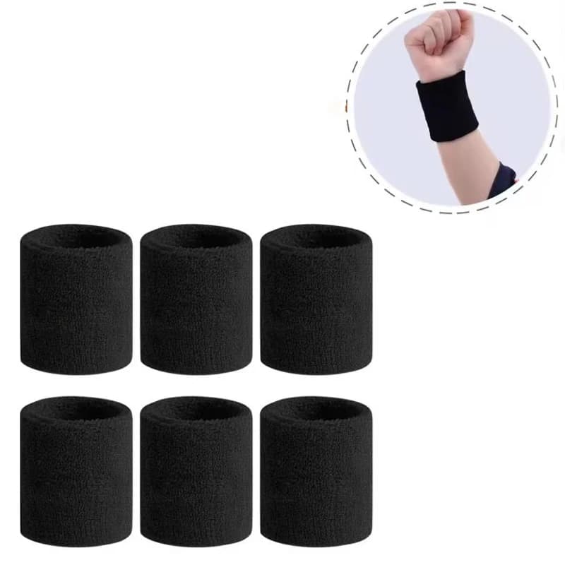 6 pezzi asciugamano braccialetti sportivi fasce per il sudore da tennis protezione per il polso per basket pallavolo padel fitness fasce per il sudore polsino per il polso