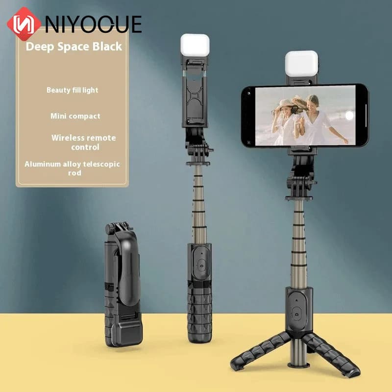 Treppiede portatile per telefono con selfie stick Q10/11 con supporto per treppiede estensibile con telecomando wireless Rotazione a 360 gradi compatibile con iPhone
