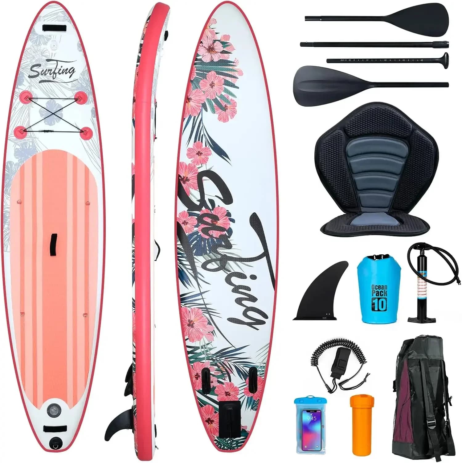 Tavola da Stand Up Paddle Gonfiabile con Sedile Kayak, SUP Antiscivolo con Ponte Premium, Barca Portatile per Stand Up Paddle